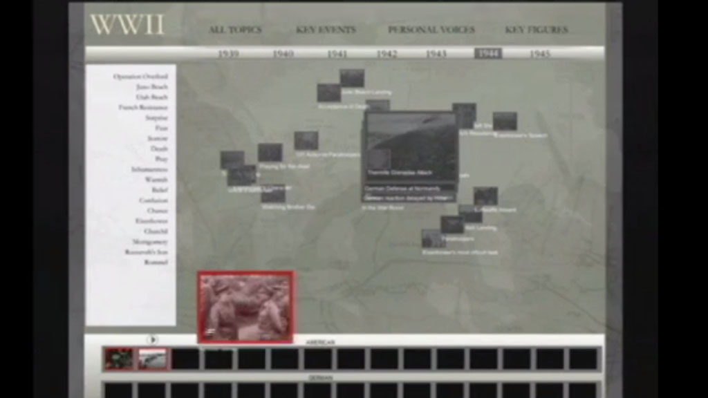 A prototype for the History Channel designed as a premium offering, drawing on multiple sources and rich metadata annotations to juxtapose multiple human perspectives on a complex sequence of events.